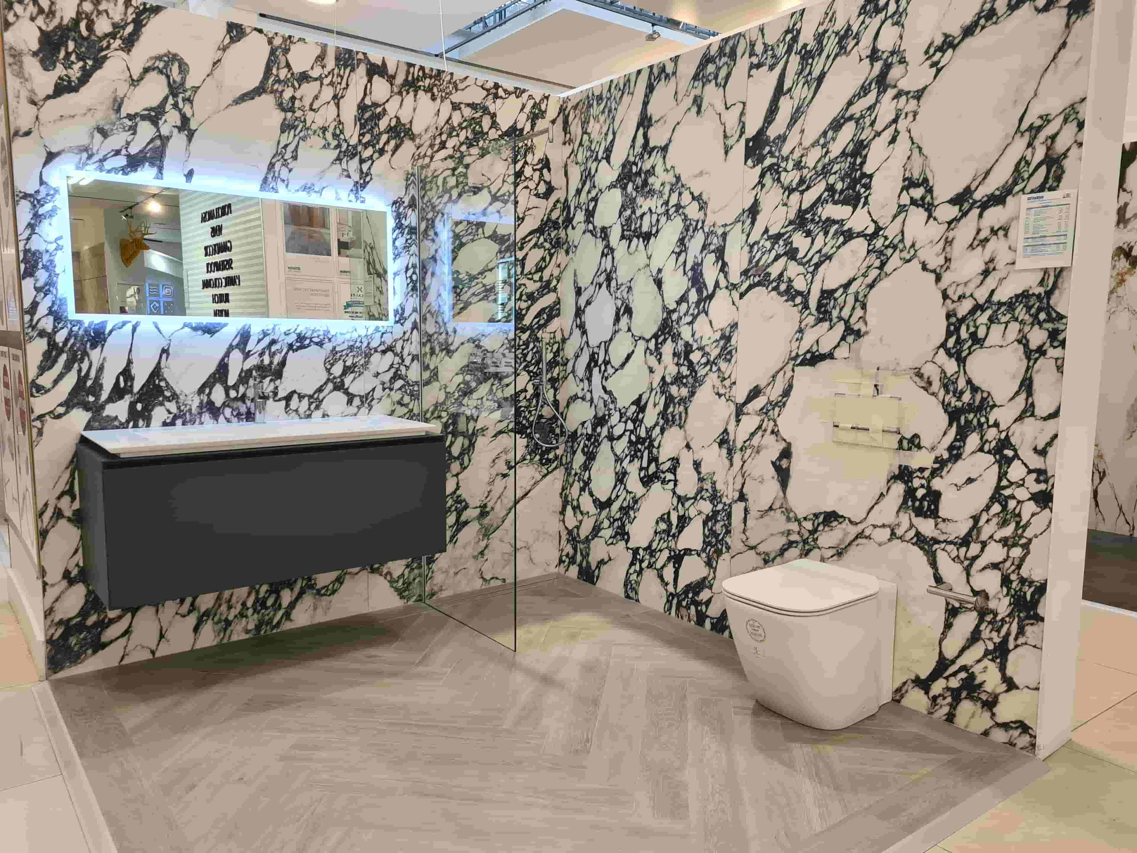green tiled bathroom
